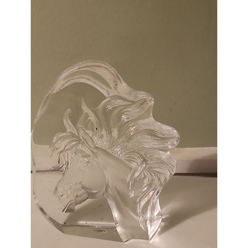 Clear Glass Horse Head Sculpture - Home Art
